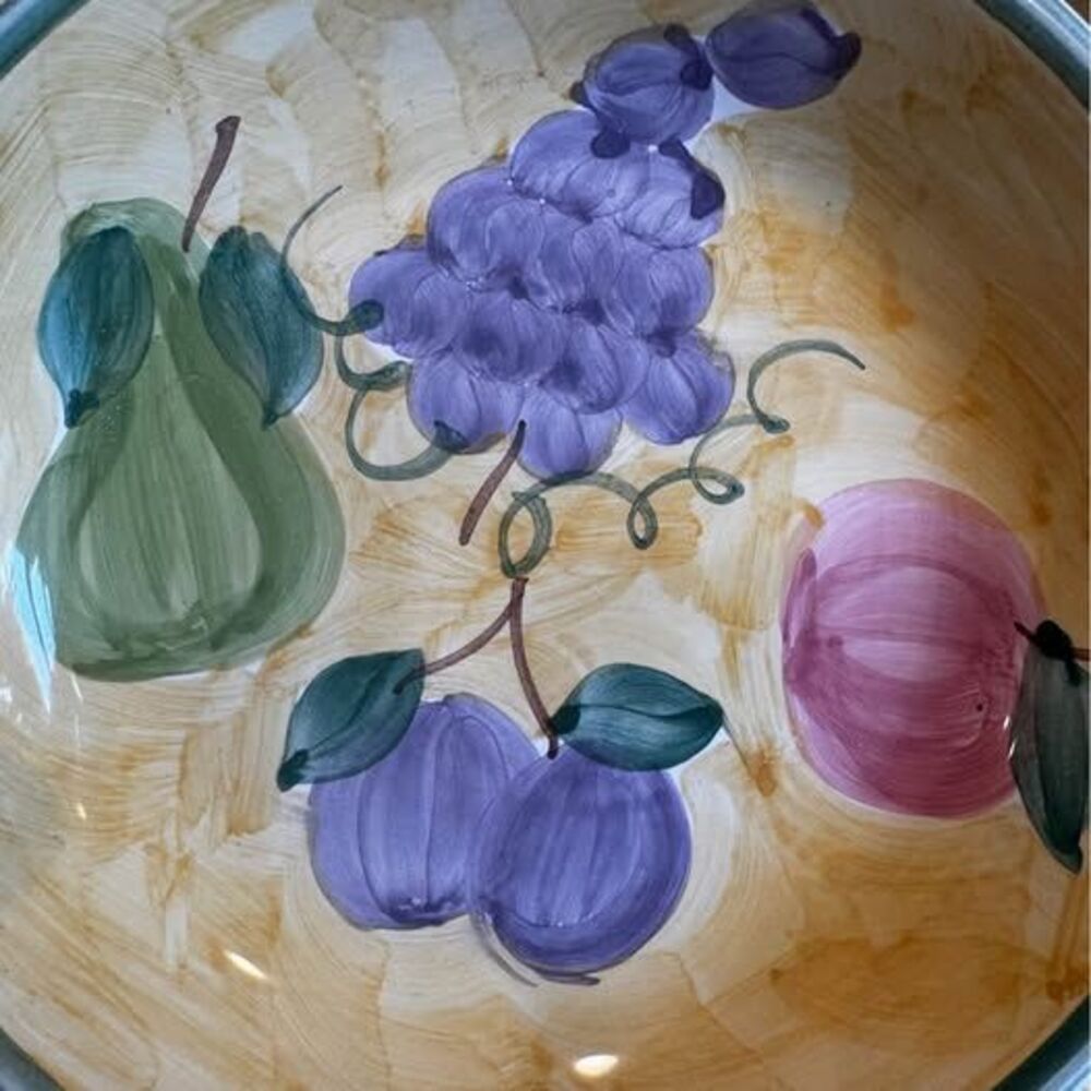 Set of 4 Soup/Salad Bowls Caleca FRUTTA Fruits Pattern Hand Painted Italy 8 1/2" - Picture 6 of 6